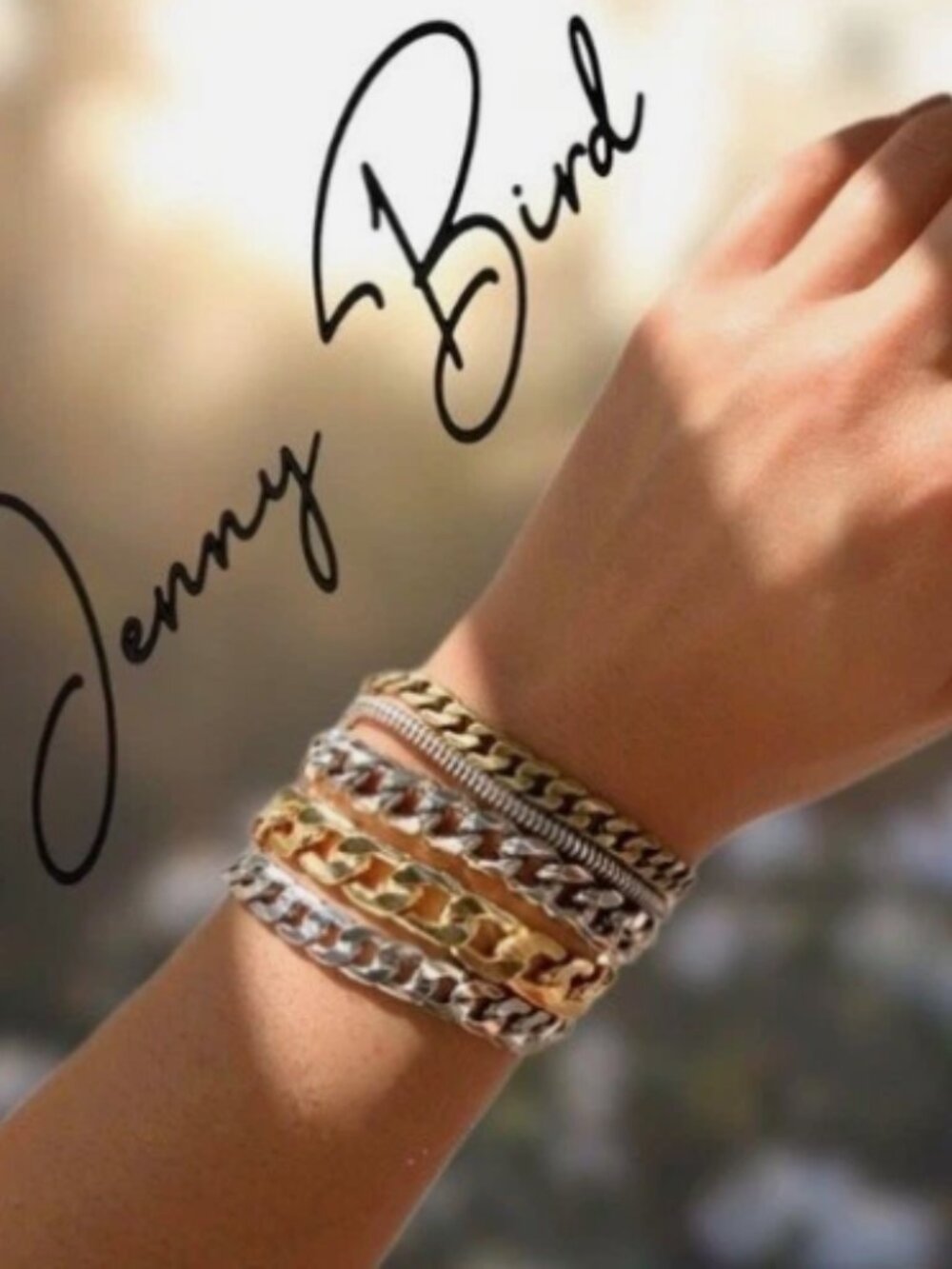 Jenny Bird Austin Cuff Mixed Metal Layered Chain Bracelet - Excellent Condition